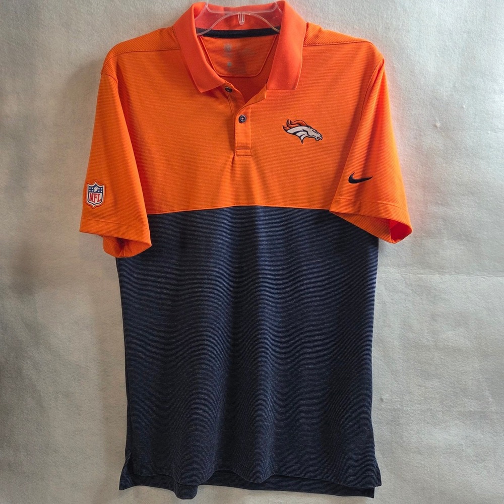 Nike Denver Broncos NFL Dri-FIT Polo Shirt Mens Small Football Fan Game Day